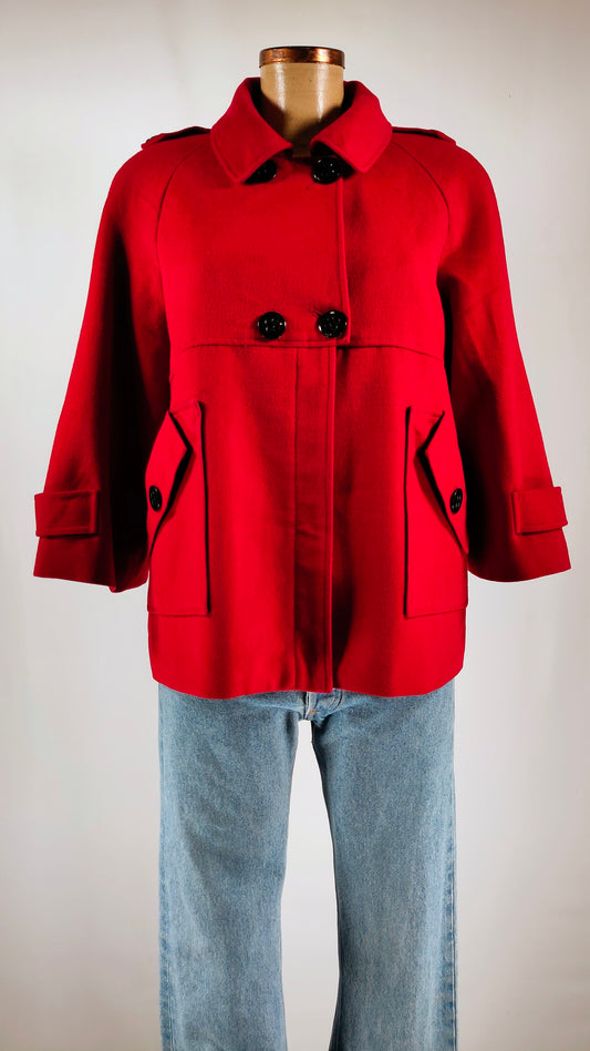 Abrigo trench rojo de lana