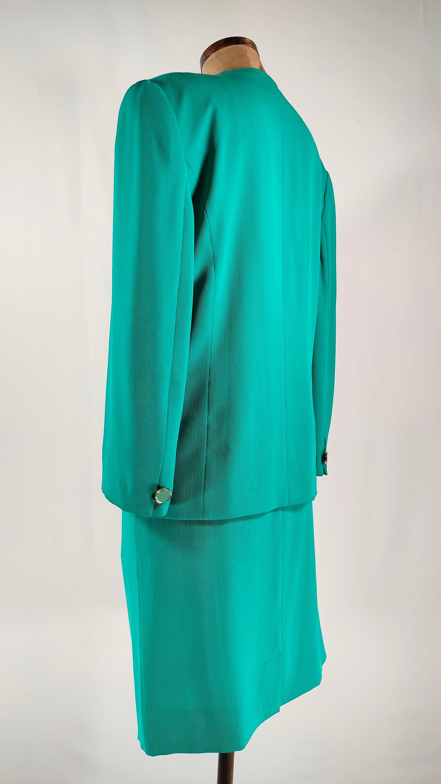 Traje de chaqueta y falda vintage Roset verde