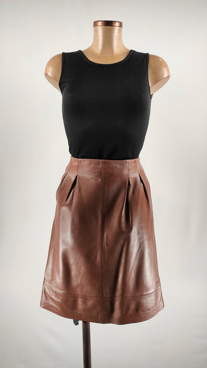Falda de piel marrón Atelier