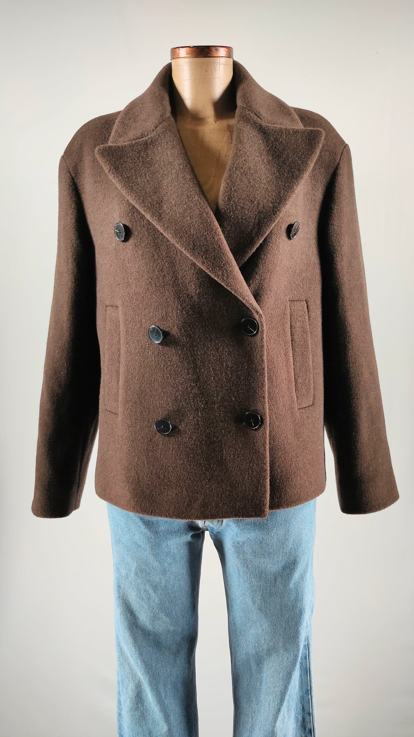 Abrigo chaquetón Marrón mezcla lana
