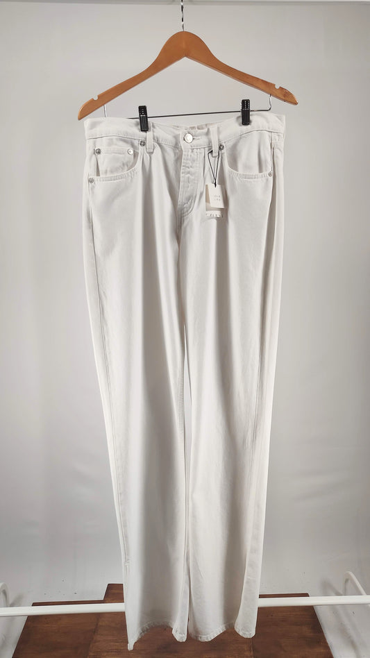 Pantalones de cintura alta en blanco