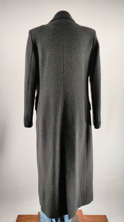 Abrigo largo gris de lana y cachemira