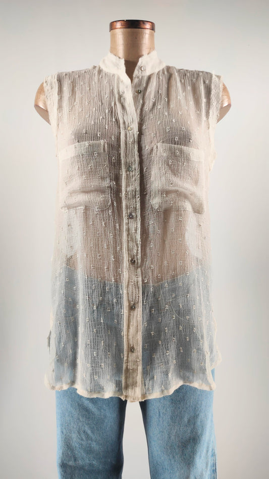Camisa de estampado con relieve semitransparente