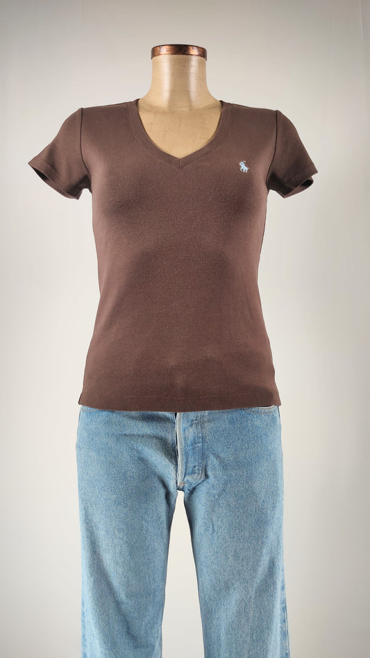 Camiseta Ralph Lauren de pico marrón