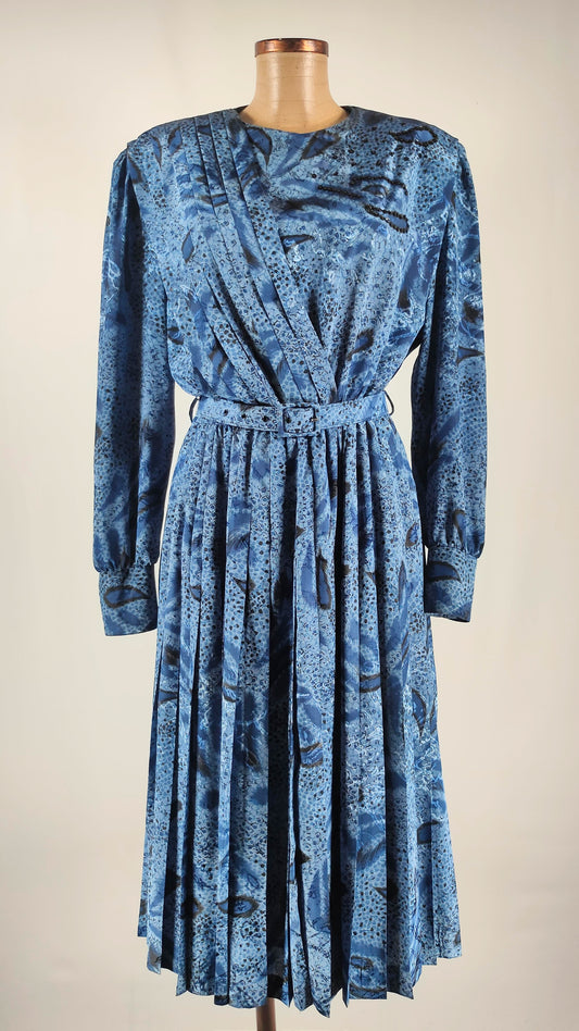 Vestido vintage azul con cinturón